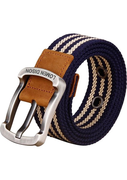 Tuval Kemer Alaşım Pimi Toka Dokuma Kemer Bel Bandı Spor Pantolonları Için Kot Mavi Şerit 110CM (Yurt Dışından) indirimleri