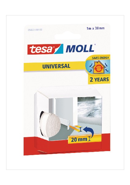 Tesamoll® Genel Amaçlı Kapı-Zemin Arası Köpük, Beyaz, 1m x 38MM