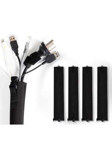 4 Pack Kablo Yönetimi Organizatör Neopren Kordon Tel Kapak Sleeve Toka 20 '' (Yurt Dışından) fiyatları