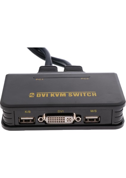 1 2 Port Paket DVI USB Hd Kvm Switcher Logitech Kablosuz Fare Siyah Için (Yurt Dışından)
