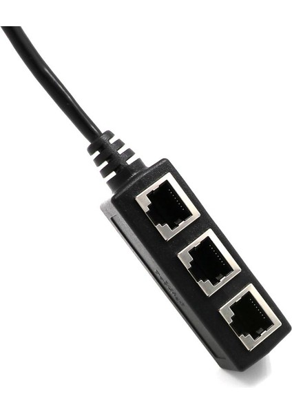 Splitter 1x RJ45 Erkek 3x RJ45 Kadın Adaptörü ile Kablo Düz Kedi 6 Siyah (Yurt Dışından)