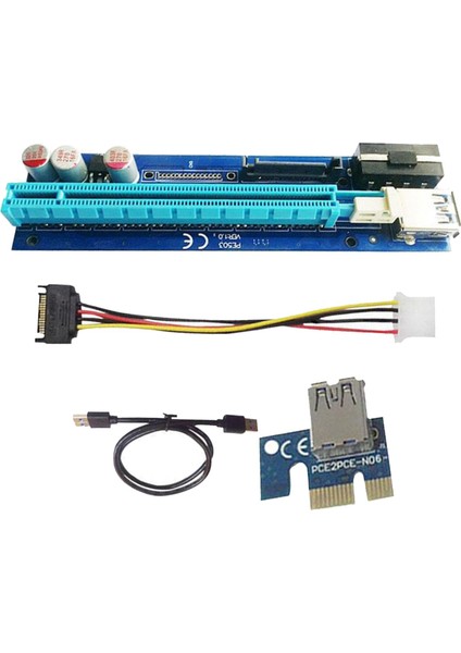 PE503 Pcı-E Rider Kartı 4pın + Sata Pcıe 1x 16X USB 3.0 60 cm Kablo Için Bitcoin (Yurt Dışından)