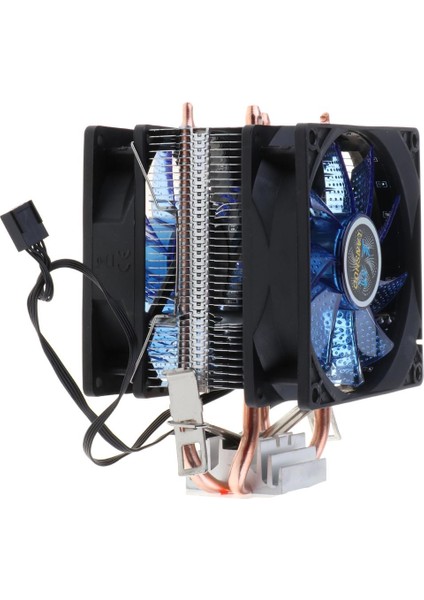 Cpu Soğutucu Heatpipe Sessiz Çift Fan Bilgisayar 12 LED Soğutma Fanı 4pin Mavi (Yurt Dışından)