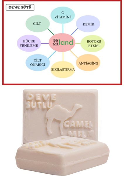 Doğal Deve Sütü Sabunu 120 gr + ( Zengin C Vitamini ve Demir Içeriği Antiaging Sabunu ) fırsatları