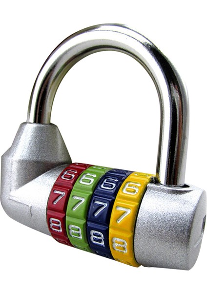 4 Haneli Kombinasyon Asma Kilit Dijital Kod Kilit Kapı Asma Kilit Spor Salonu Gümüş (Yurt Dışından)