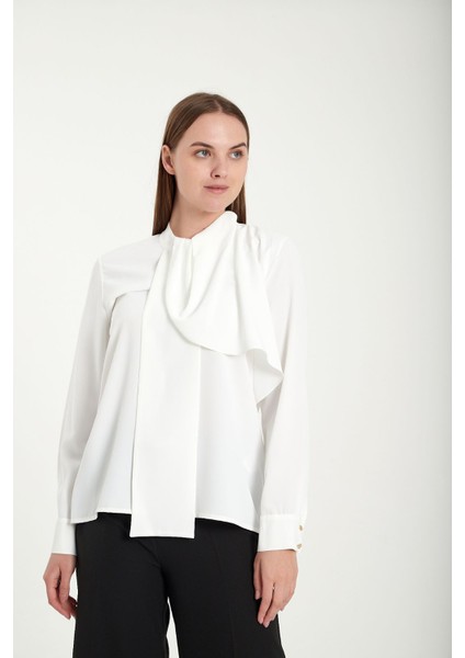 Kadın Fularlı Yaka Gömlek modelleri