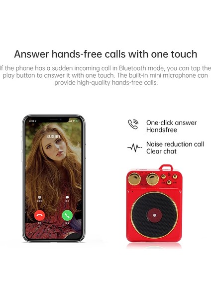 Mini Taşınabilir Bluetooth Hoparlör - Kırmızı (Yurt Dışından) fırsatları