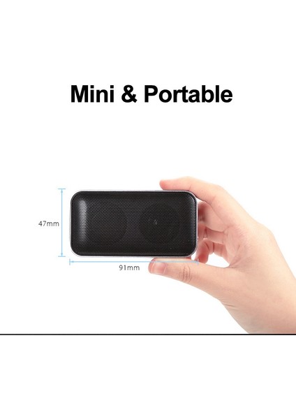 Mini Taşınabilir Bluetooth Hoparlör - Gümüş (Yurt Dışından)