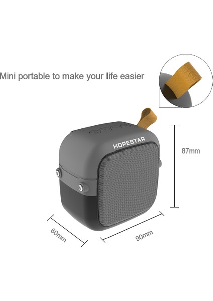 Mini Taşınabilir Bluetooth Hoparlör - Gri (Yurt Dışından) fiyatları