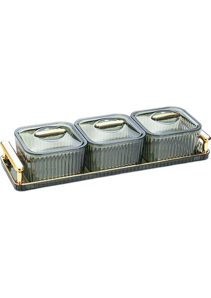 Dayanıklı Bölünmüş Servis Tabakları Tatlı Bölünme Tabak Meyve Atıştırmalıkları 3 Izgara ile Yeşil Servis (Yurt Dışından)