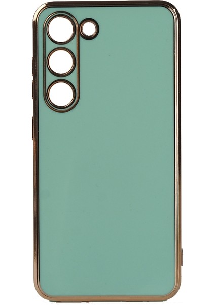 Samsung Galaxy S23 Uyumlu Kılıf Kenarları Parlak Altın Renkli Kamera Korumalı Soft Tasarım Kılıf