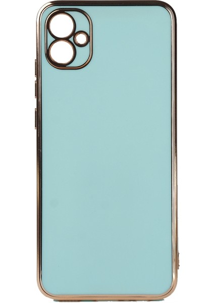 Samsung Galaxy A04E Uyumlu Kılıf Kenarları Parlak Altın Renkli Kamera Korumalı Soft Tasarım Kılıf