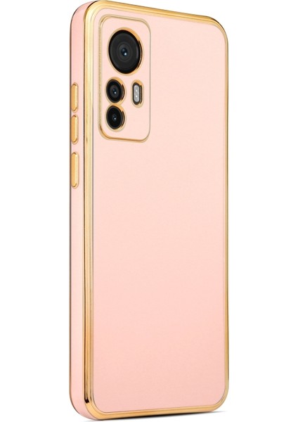 Xiaomi Mi 12T Uyumlu Kılıf Kenarları Parlak Altın Renkli Kamera Korumalı Soft Tasarım Kılıf