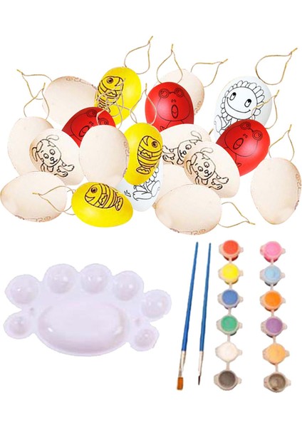 20 Adet Beyaz Paskalya Yumurtaları Boyama Yaratıcı Grafiti Paskalya Sepet Dolgu Çift Taraflı (Yurt Dışından)