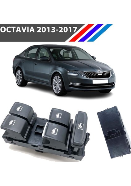 - Skoda Octavia Cam Açma Düğmesi Ön Sol Dörtlü Krom Detaylı 2013-2017 5E0959857