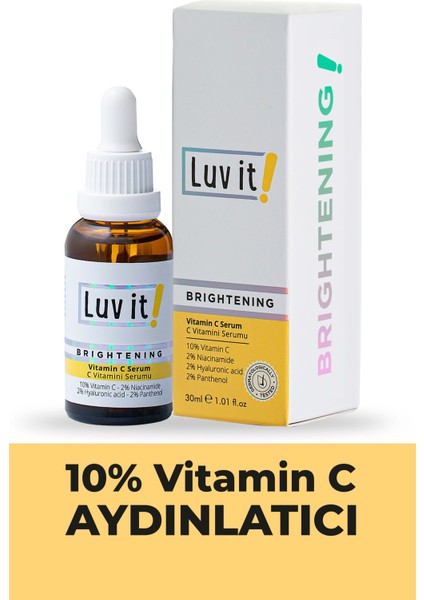 Luv it! Aydınlatıcı C Vitamini Serumu (Vitamin C + Hyaluronic Acid + Panthenol + Niacinamide) 30 ml