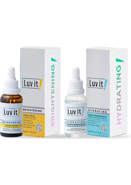 Luv it! Yoğun Nemlendirici Serum + C Vitamini Serumu (Nemlendirici ve Aydınlatıcı) 2'li Cilt Bakım Seti