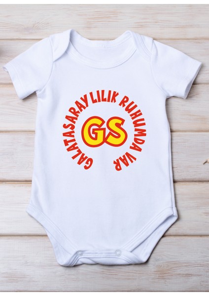 Galatasaraylılık Ruhumda Var Baskılı Pamuk Bebek Zıbını