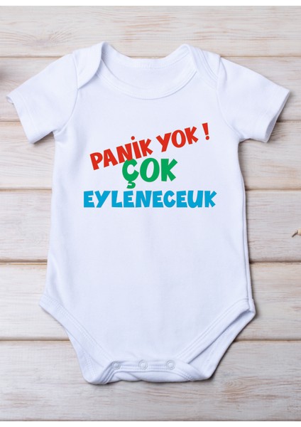 Panik Yok Çok Eyleneceuk Baskılı Pamuk Bebek Zıbını