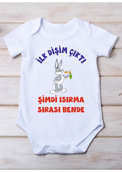 Ilk Dişim Çıktı Baskılı Pamuk Bebek Zıbını