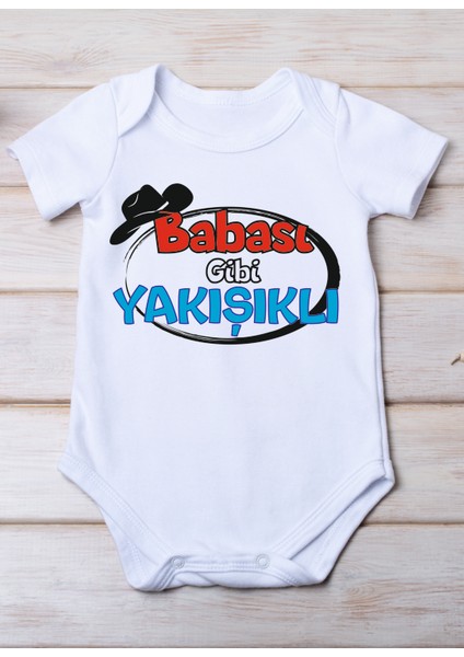 Babası Gibi Yakışıklı Baskılı Pamuk Bebek Zıbını