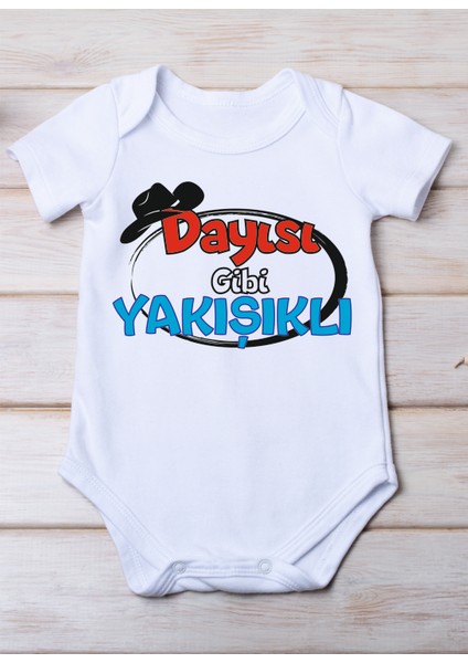 Dayısı Gibi Yakışıklı Baskılı Pamuk Bebek Zıbını