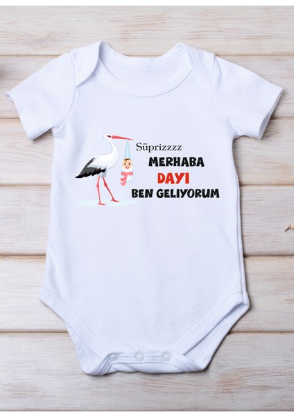 Merhaba Dayı Ben Geliyorum Baskılı Pamuk Bebek Zıbını