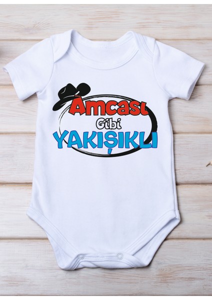 Amcası Gibi Yakışıklı Baskılı Pamuk Bebek Zıbını