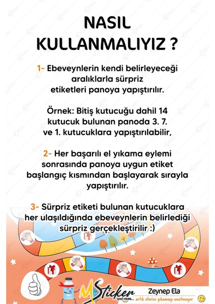 Eğlenceli ve Eğitici El Yıkama Eğitimi Sticker Panosu 30 x 40 cm fiyatları