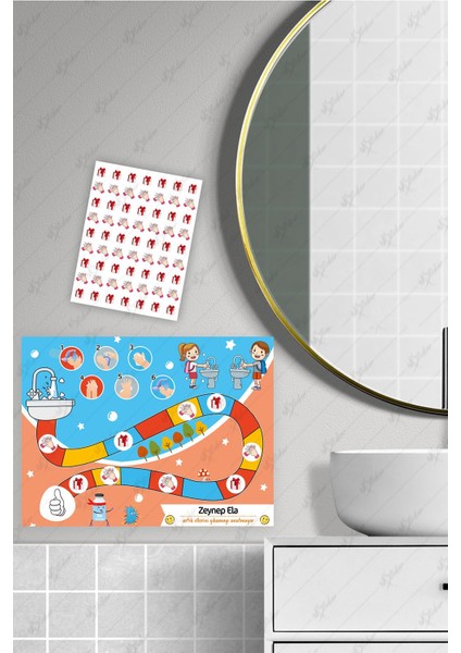 Eğlenceli ve Eğitici El Yıkama Eğitimi Sticker Panosu 30 x 40 cm fırsatları