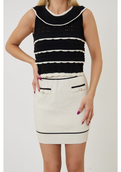 Sıfır Kol Örgü Bluz-Siyah fiyatları