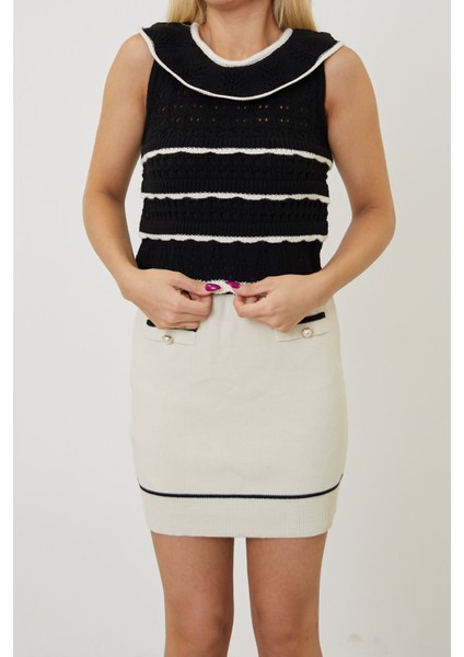 Sıfır Kol Örgü Bluz-Siyah modelleri