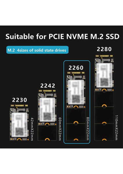 M.2 2280 SSD Nvme Soğutucu Alüminyum Alaşımlı Isı Emici Pasif Soğutucu - 2 Adet Termal Pad - Gri