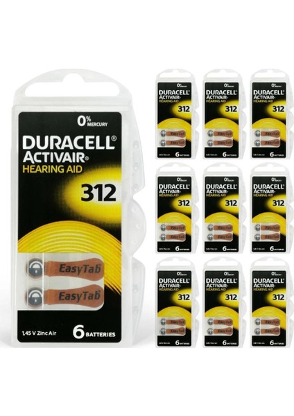 312 İşitme Cihazı Pili 6'lı 10 Paket