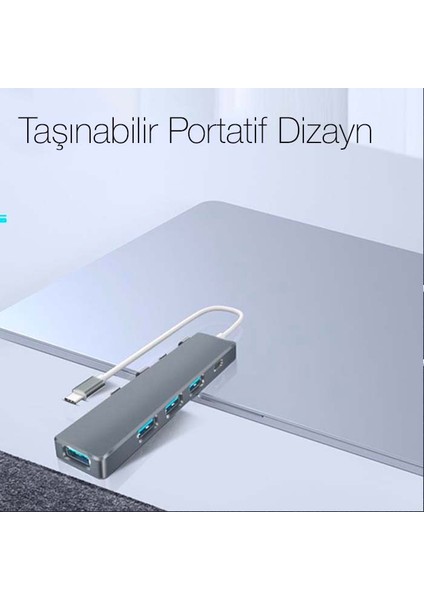 5in1 Type C Girişi Macbook Pro 13,14,15,16 Uyumlu USB Çoğaltıcı Veri Aktarım Cihazı Çevirici Adaptör