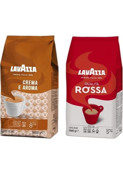 Crema E Aroma 1kg + Qualita Rossa 1kg 2'li Çekirdek Kahve Seti 2kg