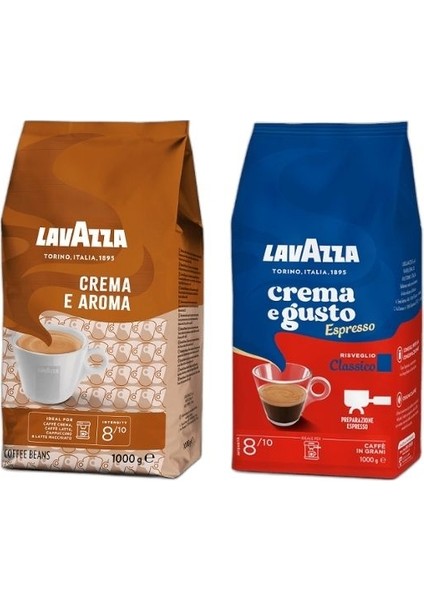 Crema E Aroma 1kg + Crema E Gusto 1kg 2'li Çekirdek Kahve Seti 2kg