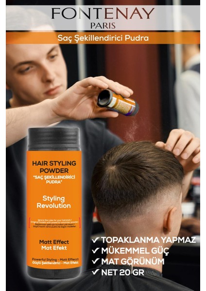 Saç Şekillendirici Pudra Toz Wax Ultra Strong Turuncu + Şekil Tarağı + Saç Sprey 3'Lü Set modelleri