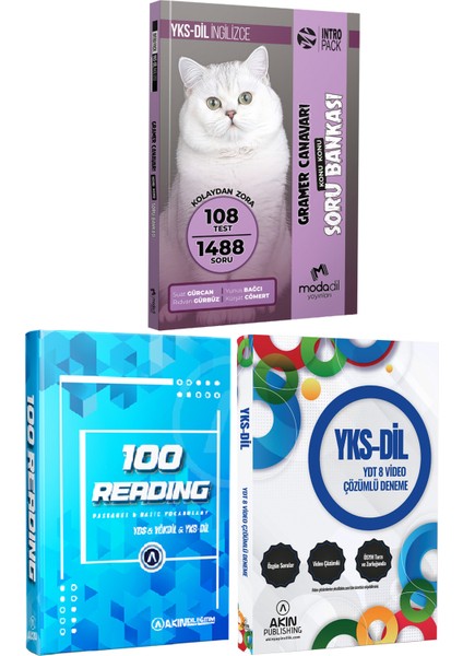 YKS-Dil İngilizce Gramer Canavarı + Akın Dil 100 Reading + Ydt 8 Video Çözümlü Deneme