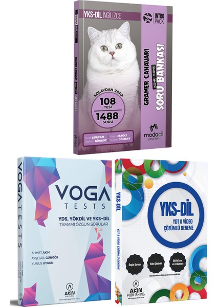 YKS-Dil İngilizce Gramer Canavarı + Akın Dil Voga Tests + Ydt 8 Video Çözümlü Deneme