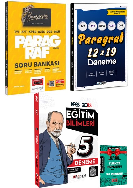 Paragraf Soru Bankası + Panem Paragraf Deneme + Eğitim5D + KPSS türkçe 30D