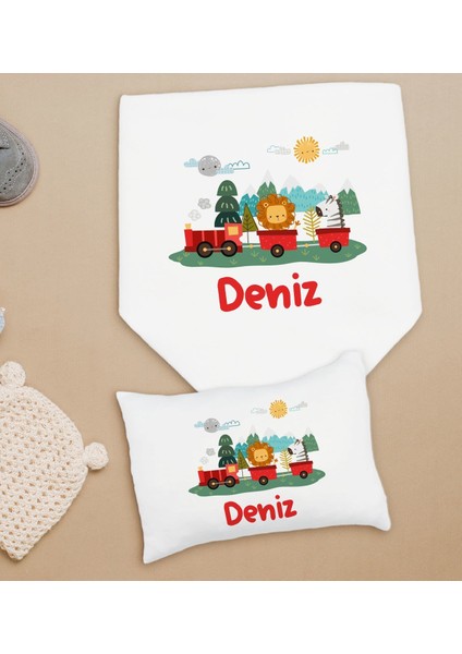 Bk Kids Kişiye Özel Isimli Bebek Battaniye ve Yastık Hediye Seti, Yeni Doğan Bebek Hediyesi, Bebek Uyku Seti-25