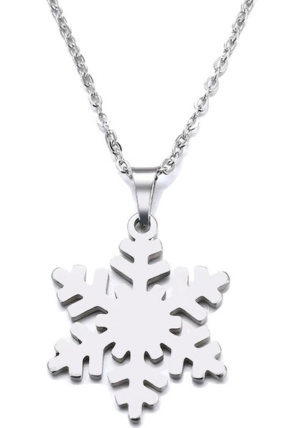 Titanyum Paslanmaz Çelik " Kar Tanesi " Kolyesi ( Gümüş ) modelleri