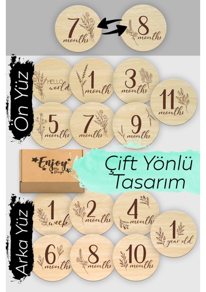 Aylık Bebek Kartları Wooden Milestone Cards Ingilizce Bebek Anı Kartı Seti modelleri