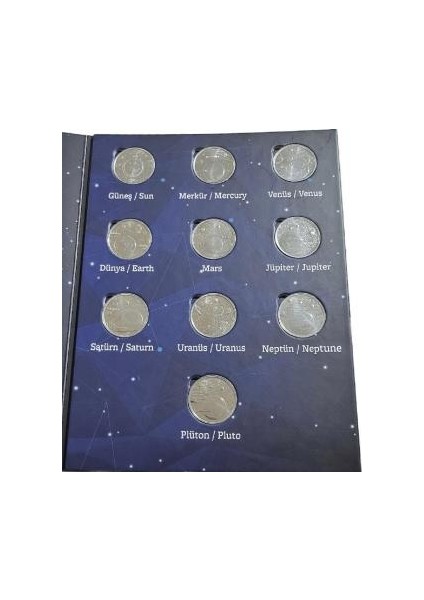 2022 Yılı Özel Basım Güneş Sistemi Gezegenleri Hatıra Para Seti Albümlü Çil modelleri