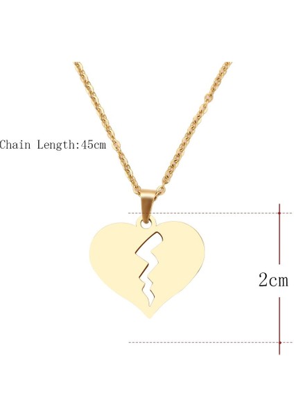 Titanyum Paslanmaz Çelik " Kırık Kalp " Kolyesi ( Gold ) modelleri