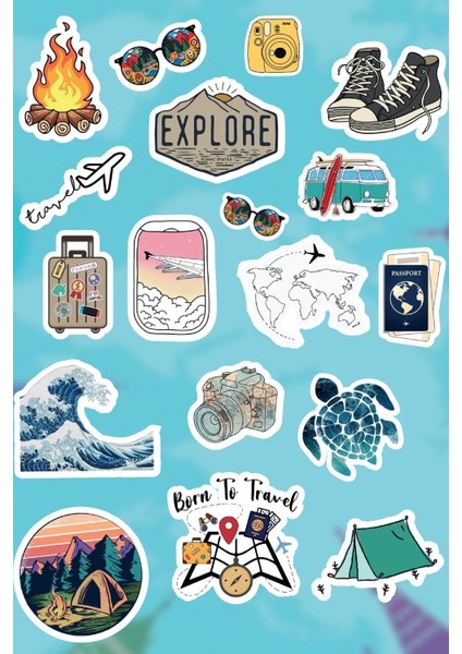 Travel Gezi Seyahat Sticker Seti (18 Adet)