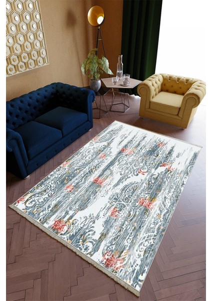 Salon Halısı Spor Gri - Pembe Kırmızıyolluk Kaymaz Yuvarlak Oval Kesme Ince Yıkanabilir Halı