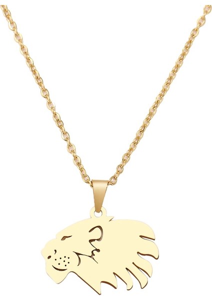 Titanyum Paslanmaz Çelik " Cesur Aslan Kafası " Kolyesi ( Gold ) fiyatları