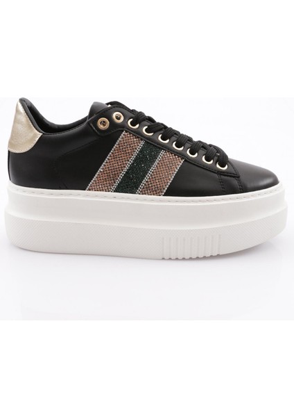 ES865 Kadın Kalin Silver Taşli Sneakers Ayakkabı